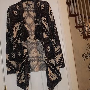 INC Aztec print black and tan sweater